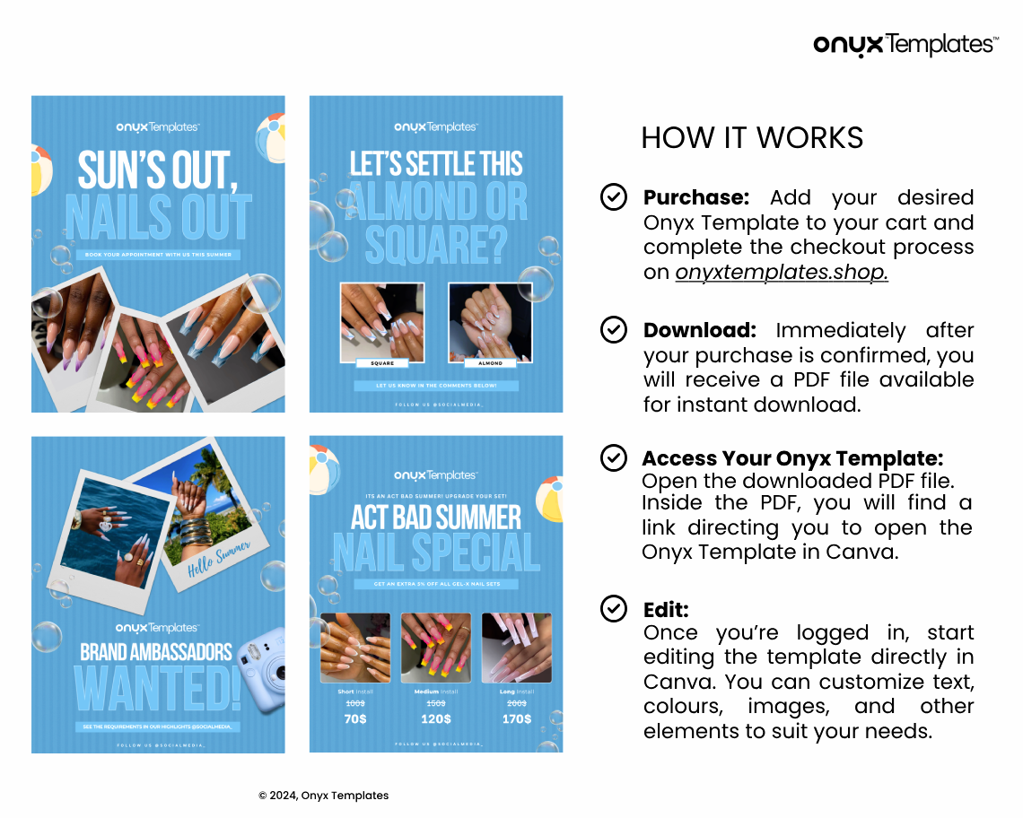 4 Onyx Mini Summer Nail Template Pack