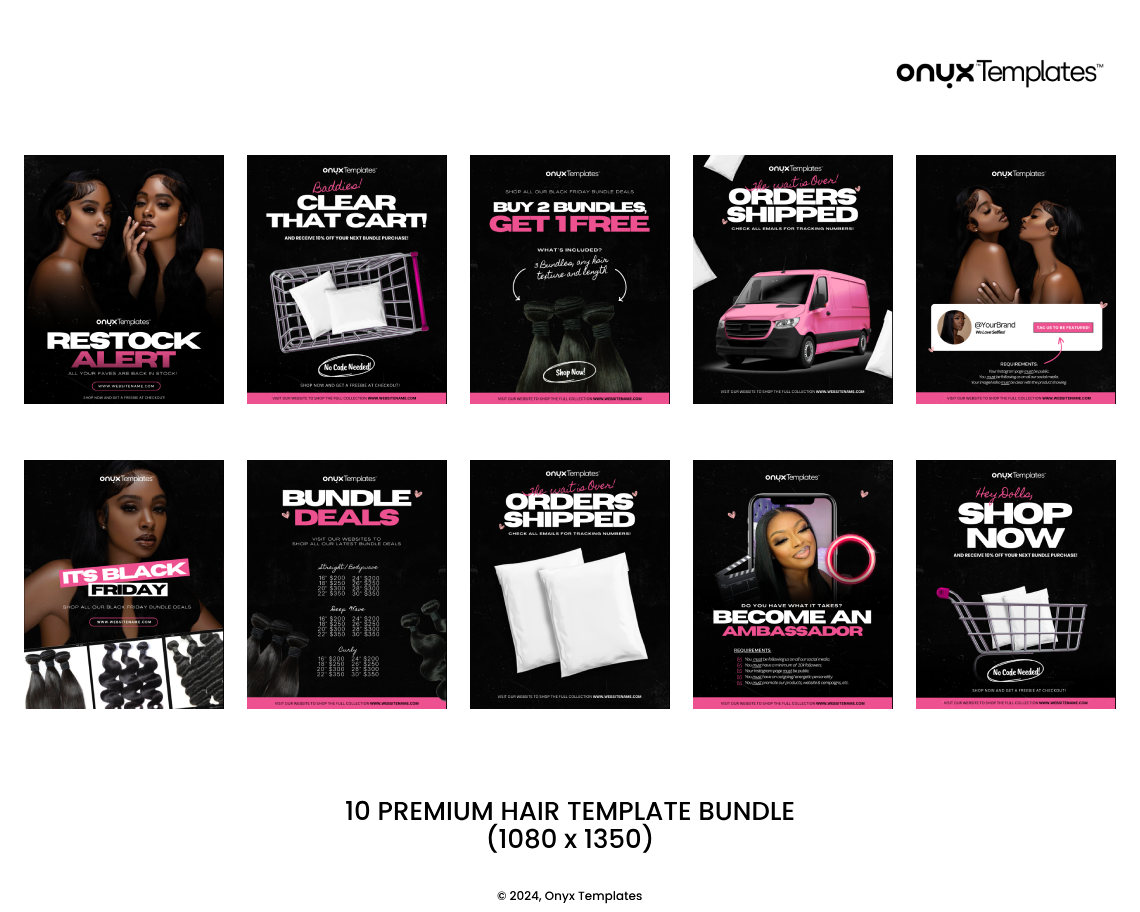 10 Premium Hair Template Bundle for Social Media