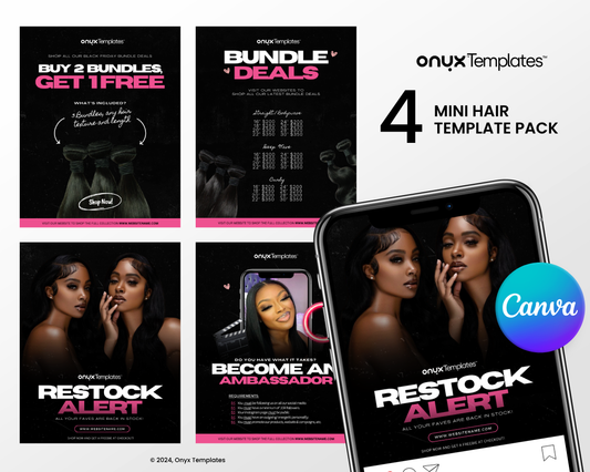 4 Onyx Mini Hair Template Pack