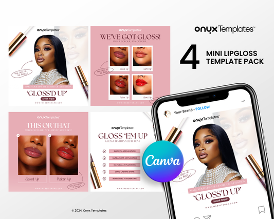 4 Onyx Mini Lipgloss Template Pack