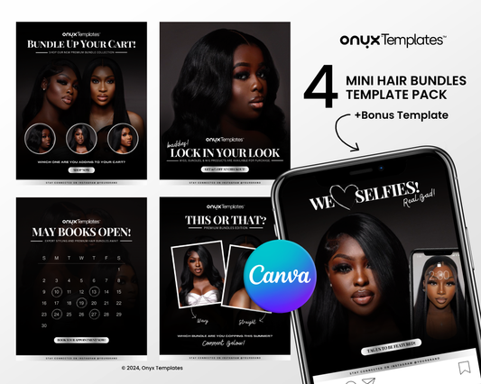 4 Onyx Mini Hair Bundles Template Pack