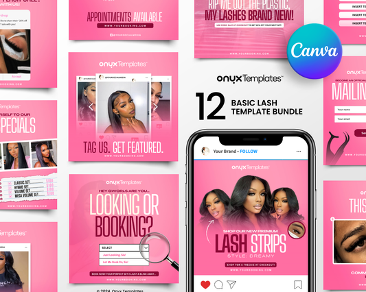 12 Basic Lash Template Bundle for Social Media