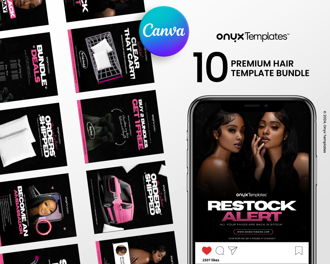 10 Premium Hair Template Bundle for Social Media